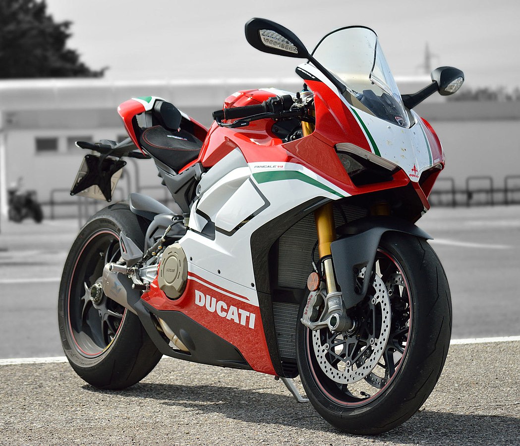 Image of a red Ducati Pangale V4